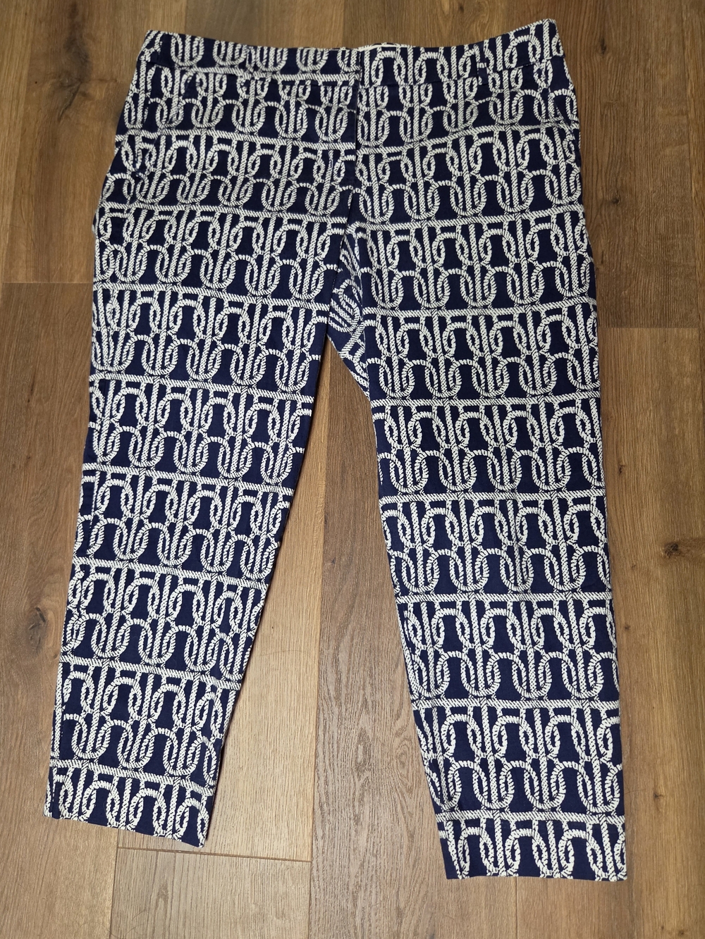 J. Crew Navy and White Patterned Cropped Pants